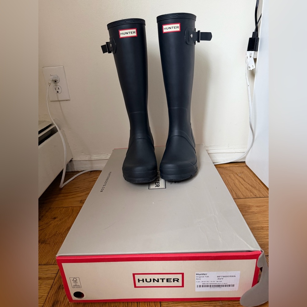 Hunter Navy Tall Boots